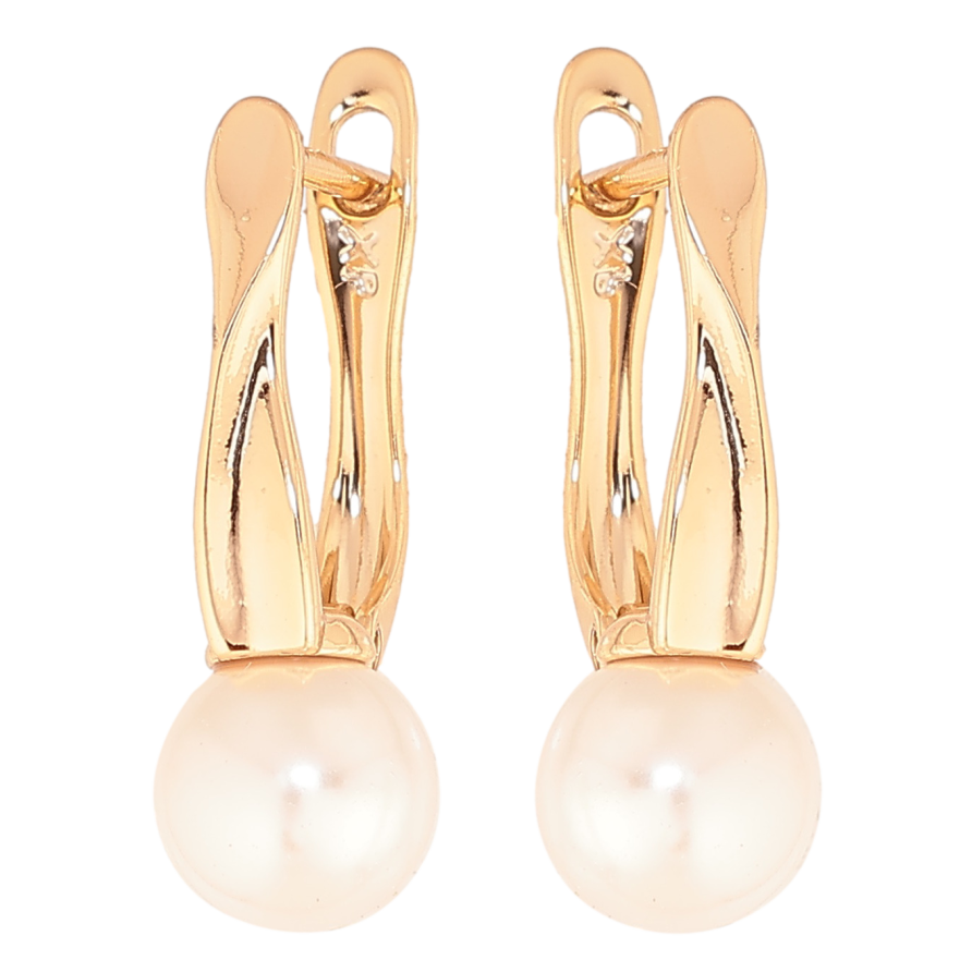 Серьги Xuping цвет позолота 18K английский замок узор с жемчужинами фото №1