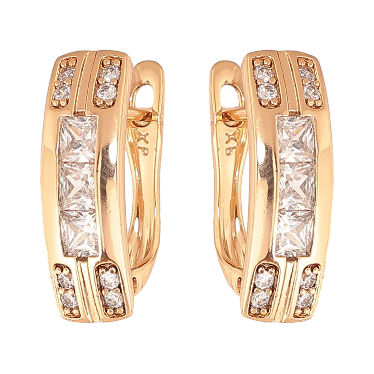 Сережки Xuping колір позолота 18K англійський замок візерунок з  кристалами фото №20