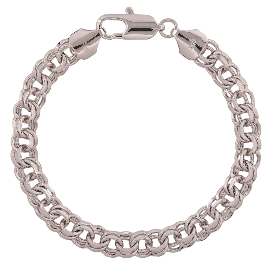 Браслет Xuping колір Родій "Ланцюжок плетіння Бісмарк" довжина 21.5см х 8мм фото №1 Браслет Xuping колір Родій "Ланцюжок плетіння Бісмарк" довжина 21.5см х 8мм фото №1