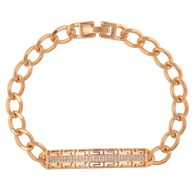 Браслет Xuping M&L колір 18К "Ланцюжок Панцирний з декоративною вставкою" довжина 19см х 7-8мм фото №3