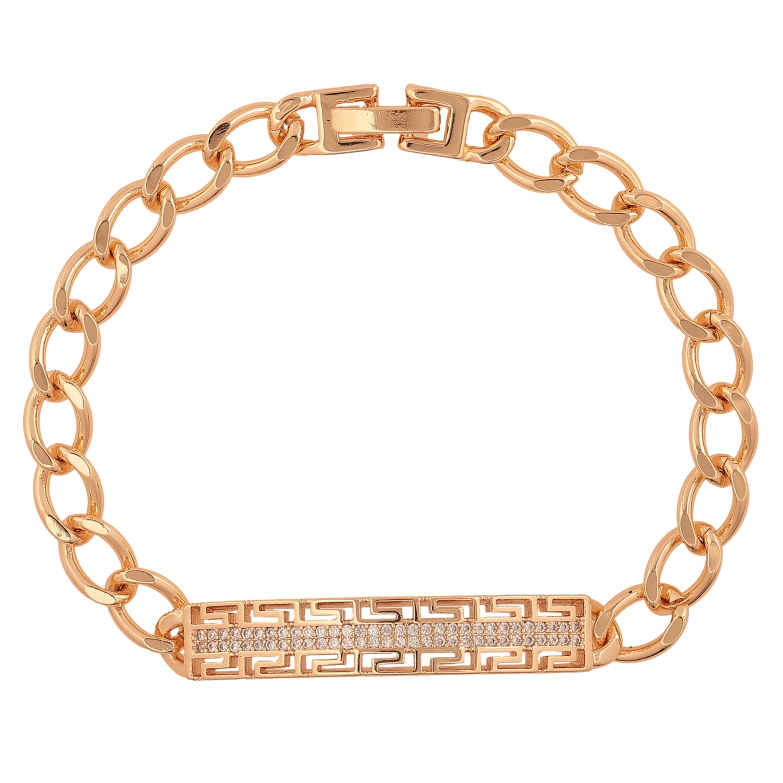 Браслет Xuping M&L колір 18К "Ланцюжок Панцирний з декоративною вставкою" довжина 19см х 7-8мм фото №1