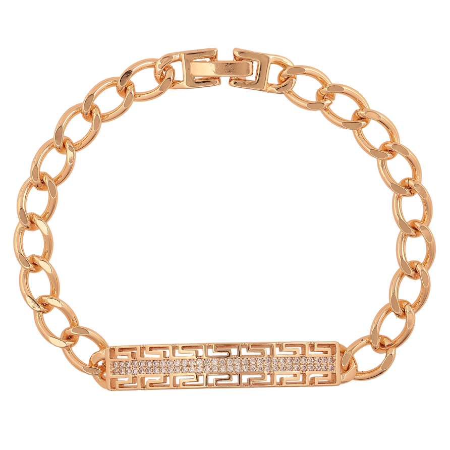 Браслет Xuping M&L колір 18К "Ланцюжок Панцирний з декоративною вставкою" довжина 19см х 7-8мм фото №1