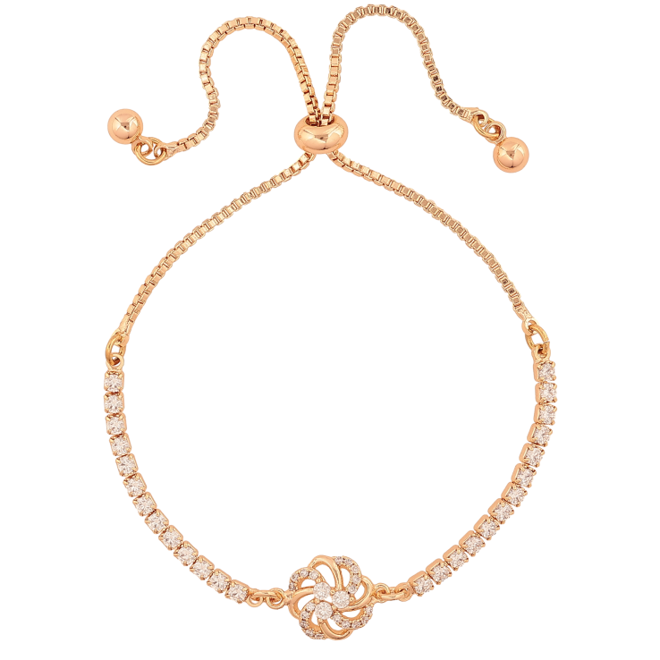 Браслет Xuping M&L колір 18K "Доріжка кристалів з квіточкою" на бігунку  8-22см х 1-10мм фото №19