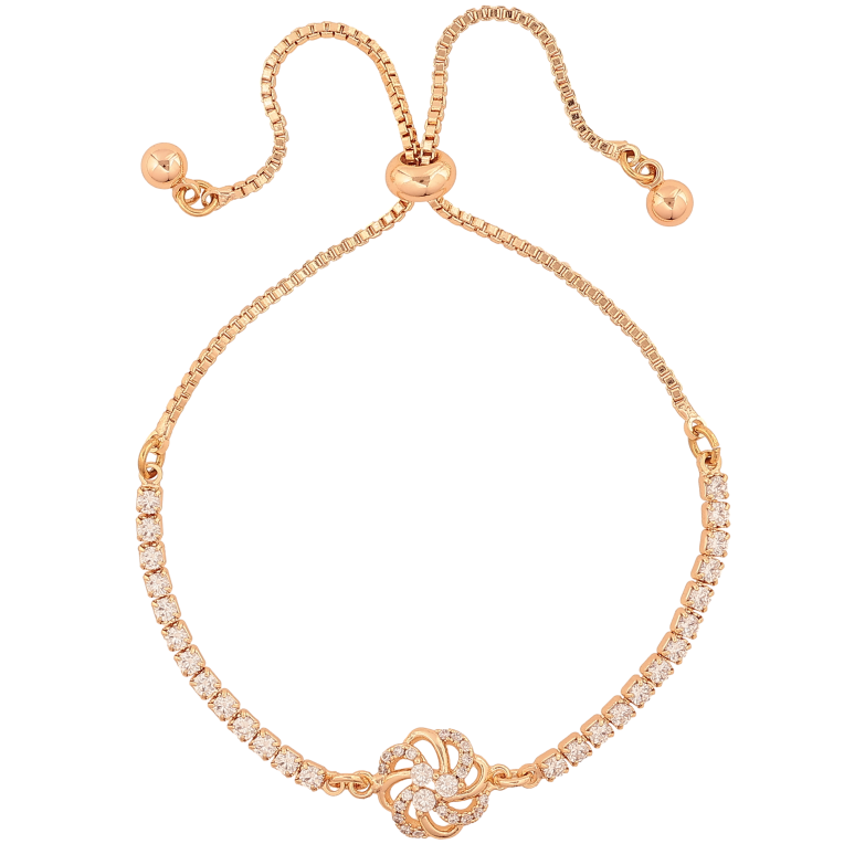 Браслет Xuping M&L колір 18K "Доріжка кристалів з квіточкою" на бігунку  8-22см х 1-10мм фото №8