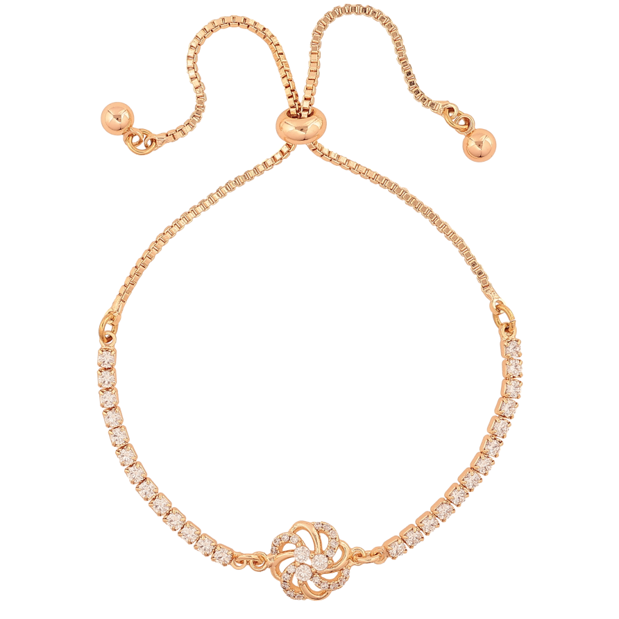 Браслет Xuping M&L колір 18K "Доріжка кристалів з квіточкою" на бігунку  8-22см х 1-10мм фото №1