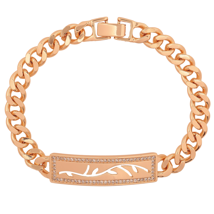 Браслет Xuping M&L колір 18К "Ланцюжок Панцирний з декоративною вставкою" довжина 20см х 8-11мм фото №5