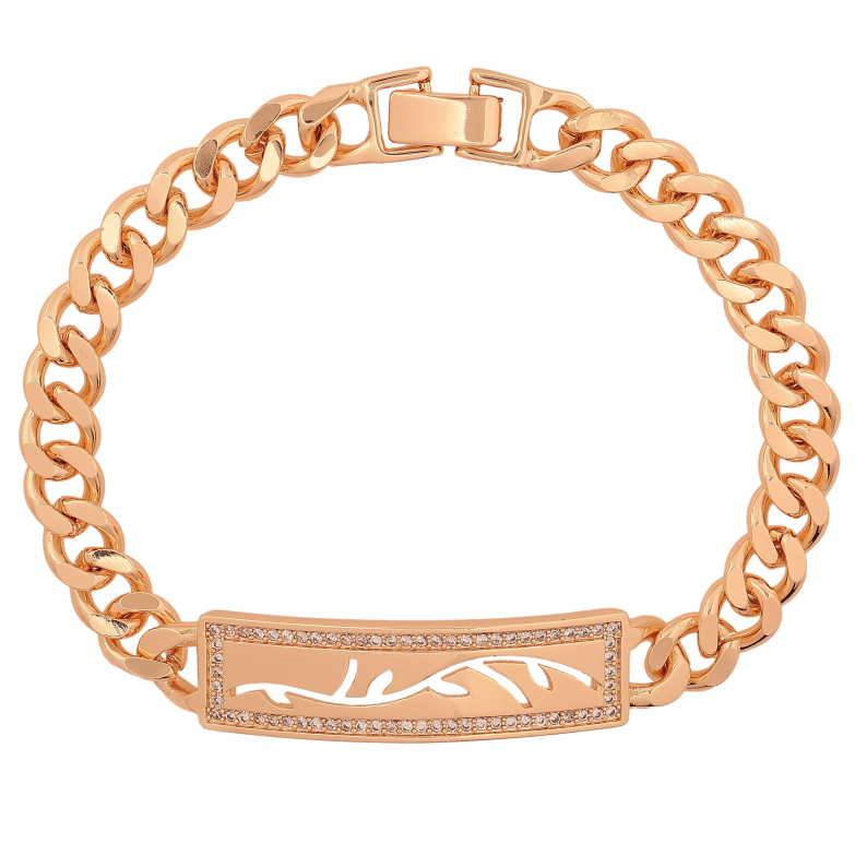 Браслет Xuping M&L колір 18К "Ланцюжок Панцирний з декоративною вставкою" довжина 20см х 8-11мм фото №1