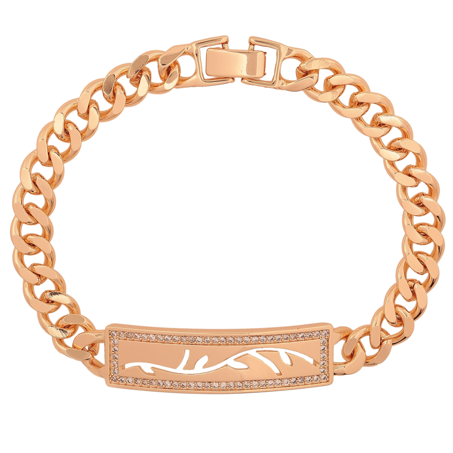 Браслет Xuping M&L колір 18К "Ланцюжок Панцирний з декоративною вставкою" довжина 20см х 8-11мм фото №1