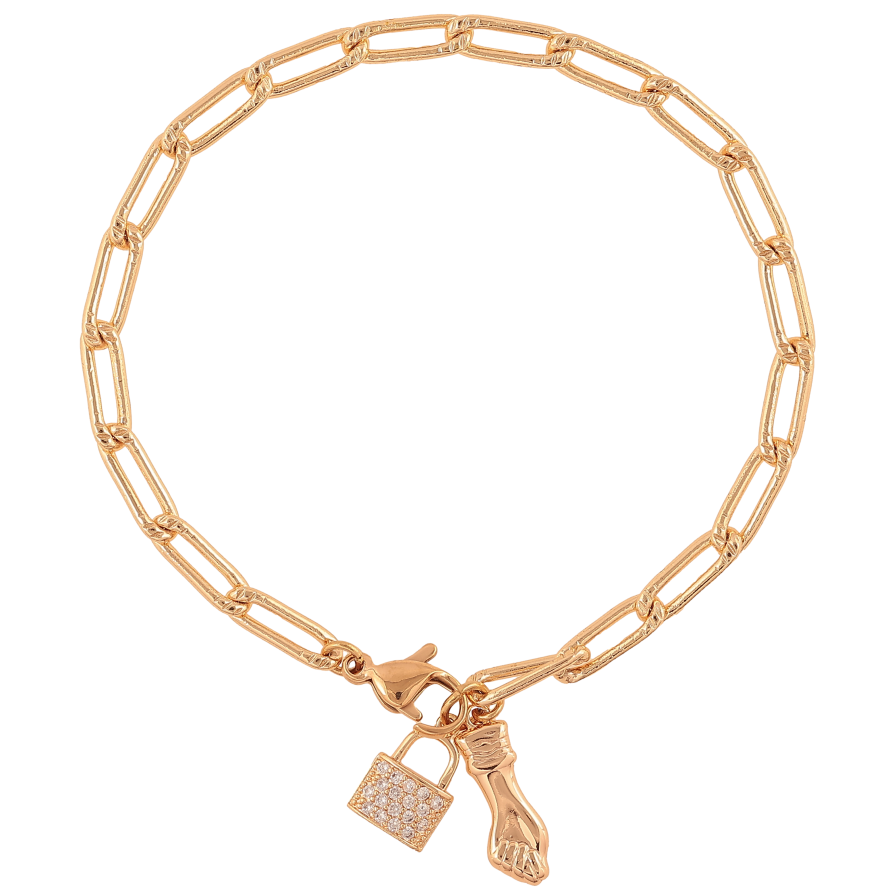 Браслет Xuping M&L колір 18К "Ланцюжок Панцирний з підвісками" довжина 19см х 4мм фото №1