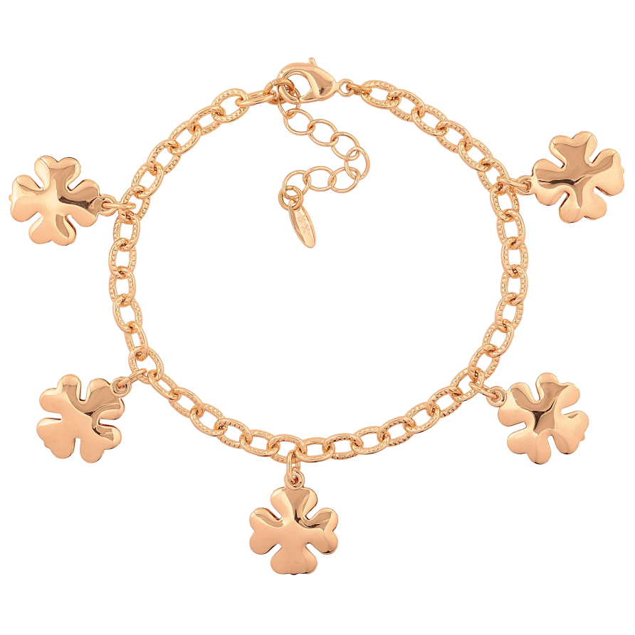 Браслет Xuping M&L колір 18К "Ланцюжок Якірний з підвісками конюшина" довжина з доп. ланцюжком 18.5-22см х 5мм фото №1