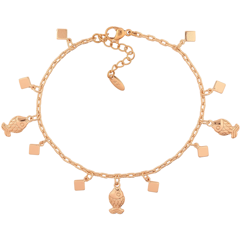 Браслет Xuping M&L цвет 18К "Цепочка с подвесками" длина с доп. цепочкой 18.5-22см х 2мм фото №1