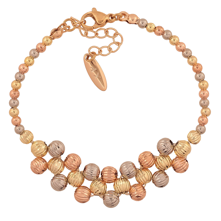 Браслет Xuping M&L цвет 18К+14К+РО+Родий "Узор из бусин" длина с доп. цепочкой 16-19см х 3-12мм фото №1