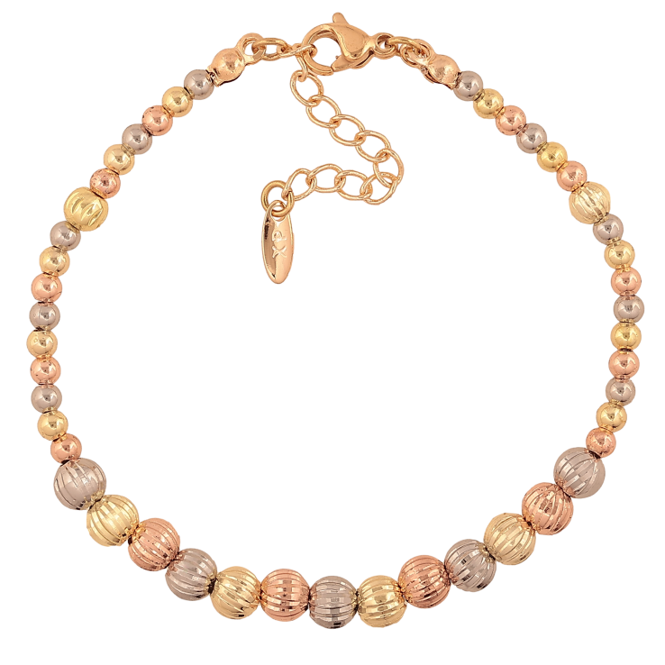 Браслет Xuping M&L колір 18К+14К+РО+Родій "Візерунок з намистин" довжина з дод. ланцюжком 16.5-20см х 3-5мм фото №8