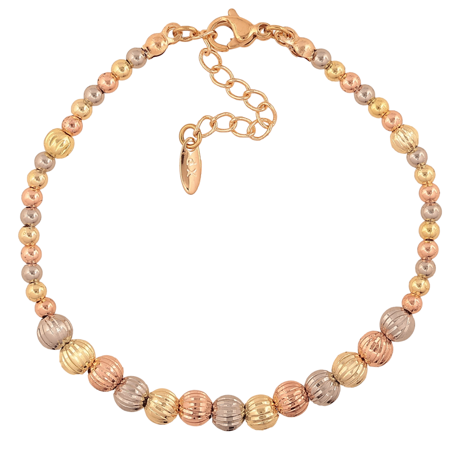 Браслет Xuping M&L цвет 18К+14К+РО+Родий "Узор из бусин" длина с доп. цепочкой 16.5-20см х 3-5мм фото №1