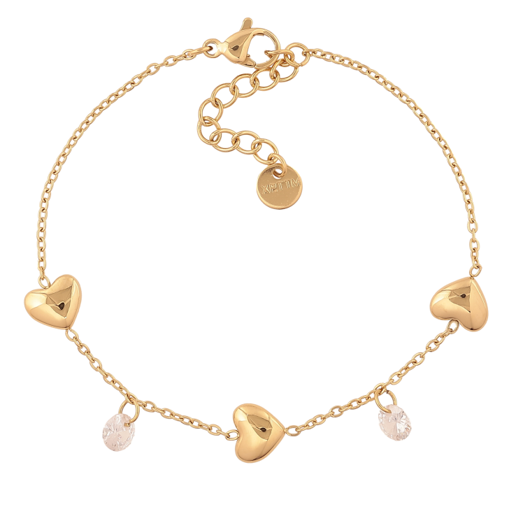 Браслет Xuping ТТМ Stainless Steel колір 14К "Ланцюжок з сердечками і кристальними підвісками" довжина з дод. ланцюжком 17-20см х 1.5-8мм фото №16 Браслет Xuping ТТМ Stainless Steel колір 14К "Ланцюжок з сердечками і кристальними підвісками" довжина з дод. ланцюжком 17-20см х 1.5-8мм фото №16