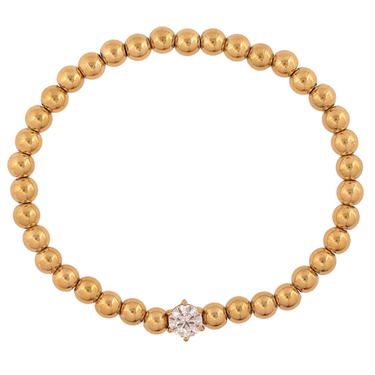 Браслет Xuping ТТМ Stainless Steel колір 14К "Золотисті намистини з кристалом" ø 5-6мм фото №9 Браслет Xuping ТТМ Stainless Steel колір 14К "Золотисті намистини з кристалом" ø 5-6мм фото №9