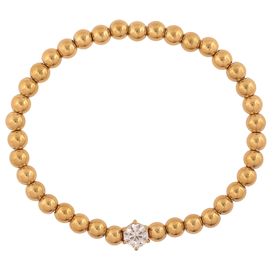 Браслет Xuping ТТМ Stainless Steel колір 14К "Золотисті намистини з кристалом" ø 5-6мм фото №1