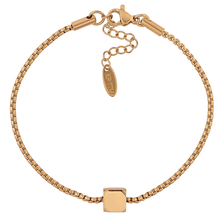 Браслет Xuping ТТМ Stainless Steel колір 14К "Ланцюжок Венеціанський з намистиною,7х7мм" довжина з дод. ланцюжком 18-21см х 2мм фото №25