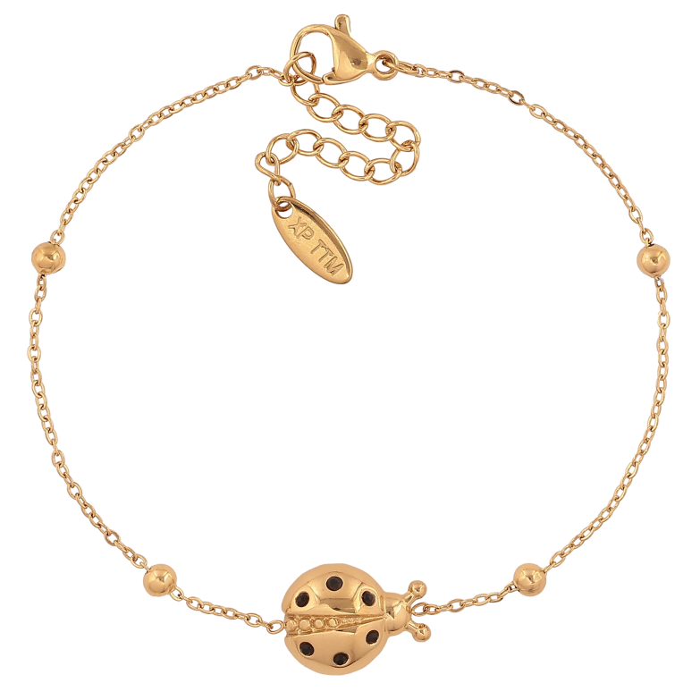 Браслет Xuping ТТМ Stainless Steel цвет 14К "Цепочка с божей коровкой" длина с доп. цепочкой 17.5-21см х 1-8мм фото №6