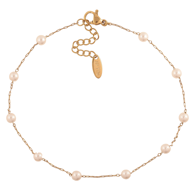 Браслет Xuping ТТМ Stainless Steel колір 14К на ногу "Ланцюжок з перлинними намистинами" довжина з дод. ланцюжком 23-26см х 1-4мм фото №15 Браслет Xuping ТТМ Stainless Steel колір 14К на ногу "Ланцюжок з перлинними намистинами" довжина з дод. ланцюжком 23-26см х 1-4мм фото №15