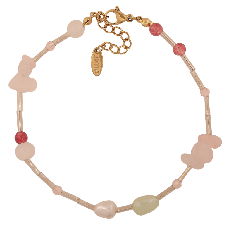 Браслет Xuping ТТМ Stainless Steel цвет 14К "Декоративные цветные бусины" длина с доп. цепочкой 20.5-23.5см х 2-10мм фото №1