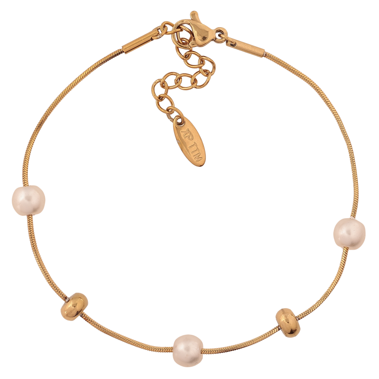 Браслет Xuping ТТМ Stainless Steel колір 14К "Ланцюжок з перлинними намистинами" довжина з дод. ланцюжком 18-21см х 1-6мм фото №12