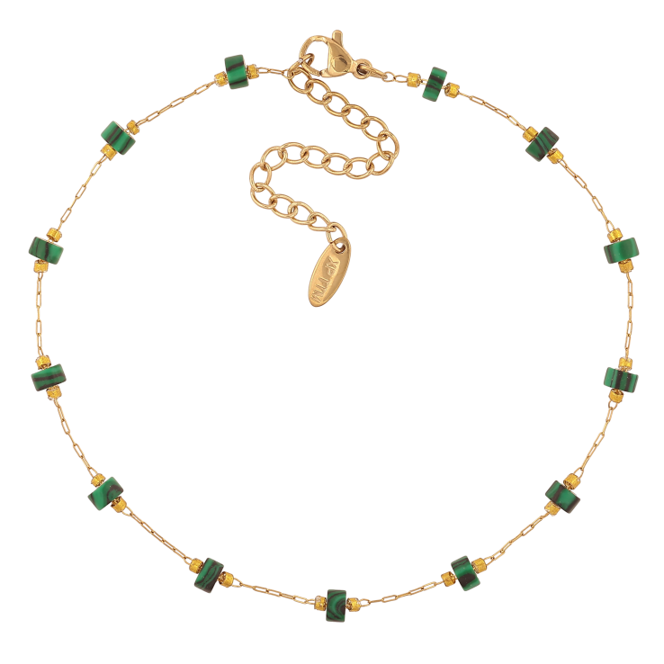 Браслет Xuping ТТМ Stainless Steel колір 14К на ногу "Ланцюжок з жовто-зеленими намистинами" довжина з дод. ланцюжком 24.5-30см х 1-4мм фото №4 Браслет Xuping ТТМ Stainless Steel колір 14К на ногу "Ланцюжок з жовто-зеленими намистинами" довжина з дод. ланцюжком 24.5-30см х 1-4мм фото №4