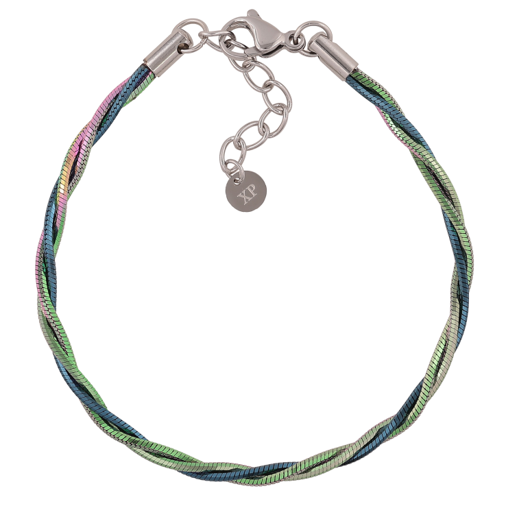 Браслет Xuping ТТМ Stainless Steel колір Хамелеон "Шнур із ланцюжків" довжина з дод. ланцюжком 20-23.5см х 3мм фото №15