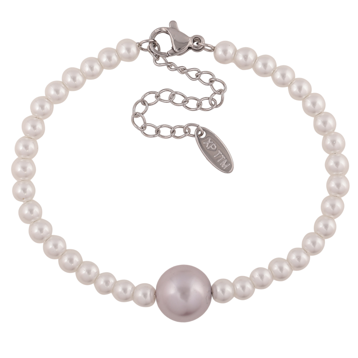 Браслет Xuping ТТМ Stainless Steel колір Родій "Перлинні намистини" довжина з дод. ланцюжком 16-21см х 4-10мм фото №17