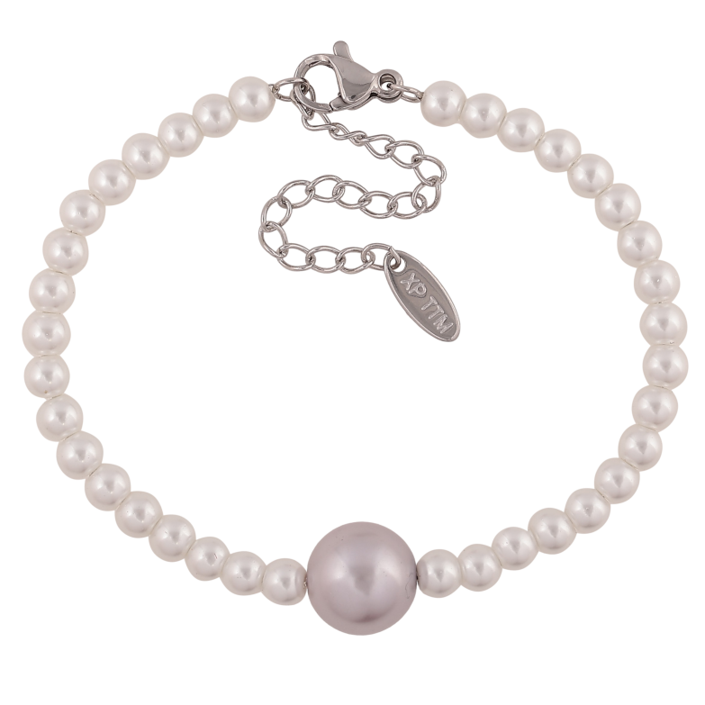 Браслет Xuping ТТМ Stainless Steel цвет Родий "Жемчужные бусины" длина с доп. цепочкой 16-21см х 4-10мм фото №1