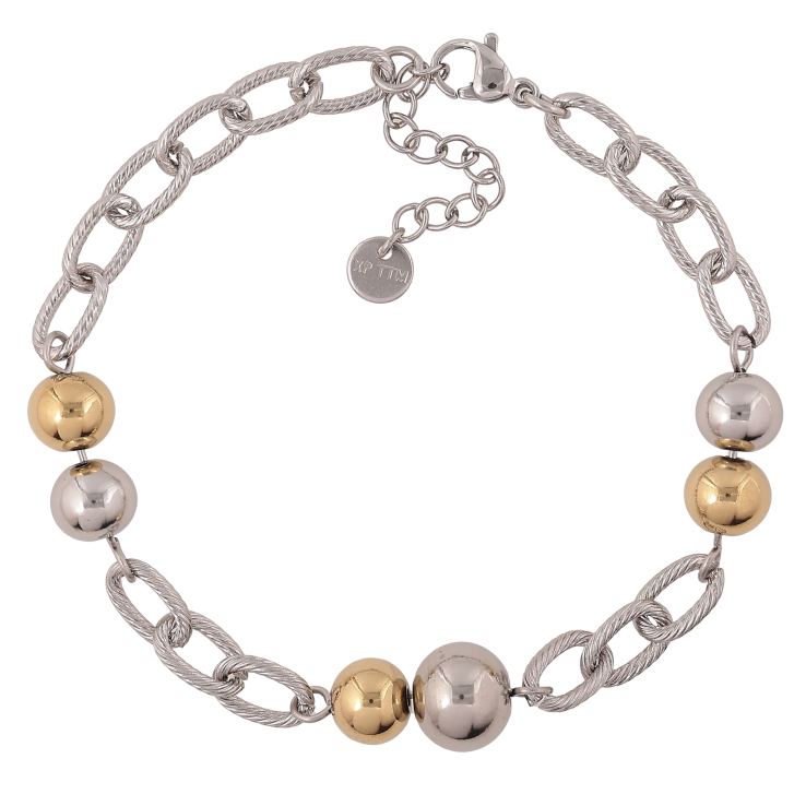 Браслет Xuping ТТМ Stainless Steel колір Родій + 14К "Ланцюжок з намистинами" довжина з дод. ланцюжком 19-22.5см х 6-10мм фото №18