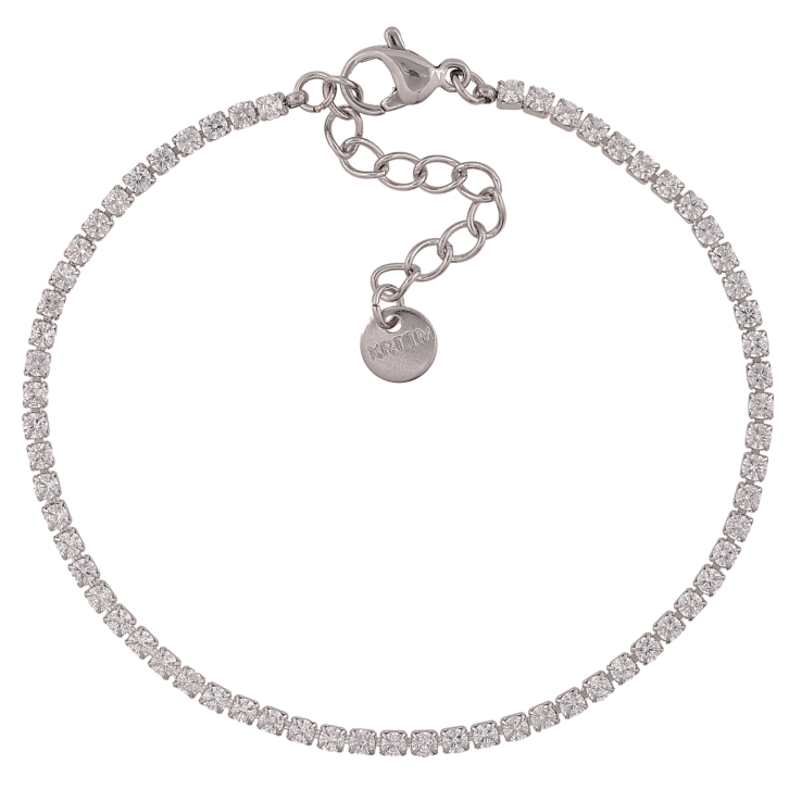 Браслет Xuping ТТМ Stainless Steel колір Родій "Доріжка кристалів" довжина з дод. ланцюжком 17-20.5см х 2мм фото №12 Браслет Xuping ТТМ Stainless Steel колір Родій "Доріжка кристалів" довжина з дод. ланцюжком 17-20.5см х 2мм фото №12