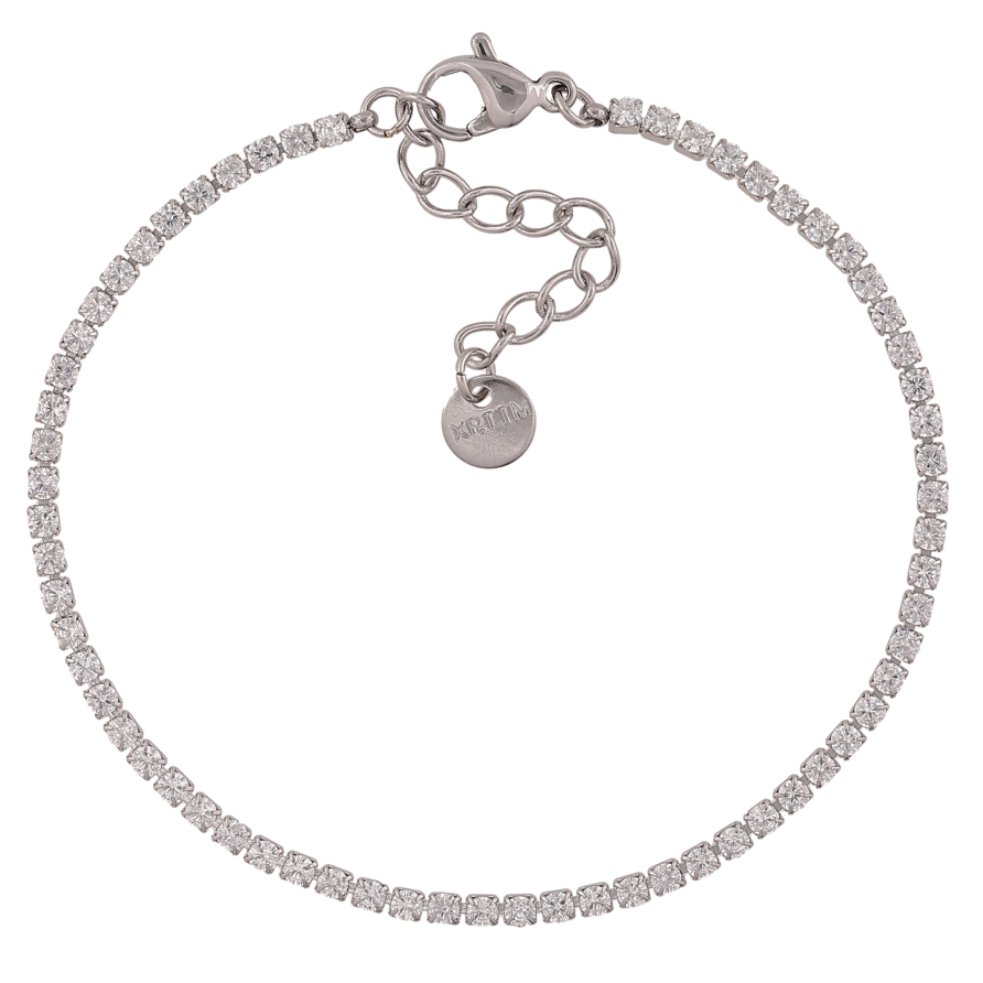 Браслет Xuping ТТМ Stainless Steel колір Родій "Доріжка кристалів" довжина з дод. ланцюжком 17-20.5см х 2мм фото №1