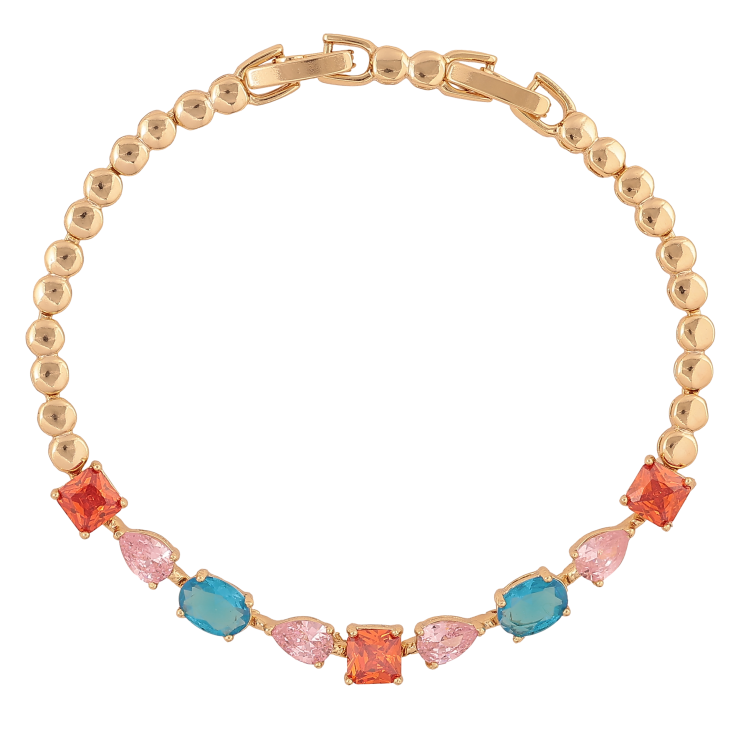 Браслет Xuping колір Позолота 14K "Доріжка різнокольорових кристалів" розмір з дод. замком 17,18.5см х 3-5мм фото №8 Браслет Xuping колір Позолота 14K "Доріжка різнокольорових кристалів" розмір з дод. замком 17,18.5см х 3-5мм фото №8