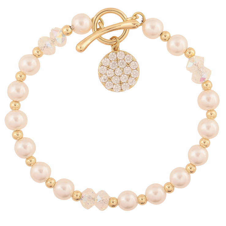 Браслет Xuping колір Позолота 14K "Кристально-перлинні намистини" розмір 17.5см х 3-6мм фото №12 Браслет Xuping колір Позолота 14K "Кристально-перлинні намистини" розмір 17.5см х 3-6мм фото №12