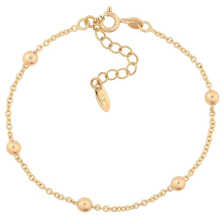 Браслет Xuping колір Позолота 14K "Ланцюжок Якірна з намистинами" розмір з доп. ланцюжком 17-20.5см х 2-4мм фото №7