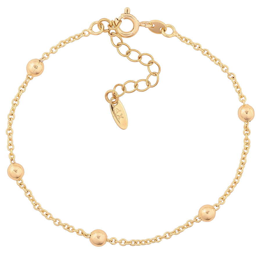 Браслет Xuping колір Позолота 14K "Ланцюжок Якірна з намистинами" розмір з доп. ланцюжком 17-20.5см х 2-4мм фото №1