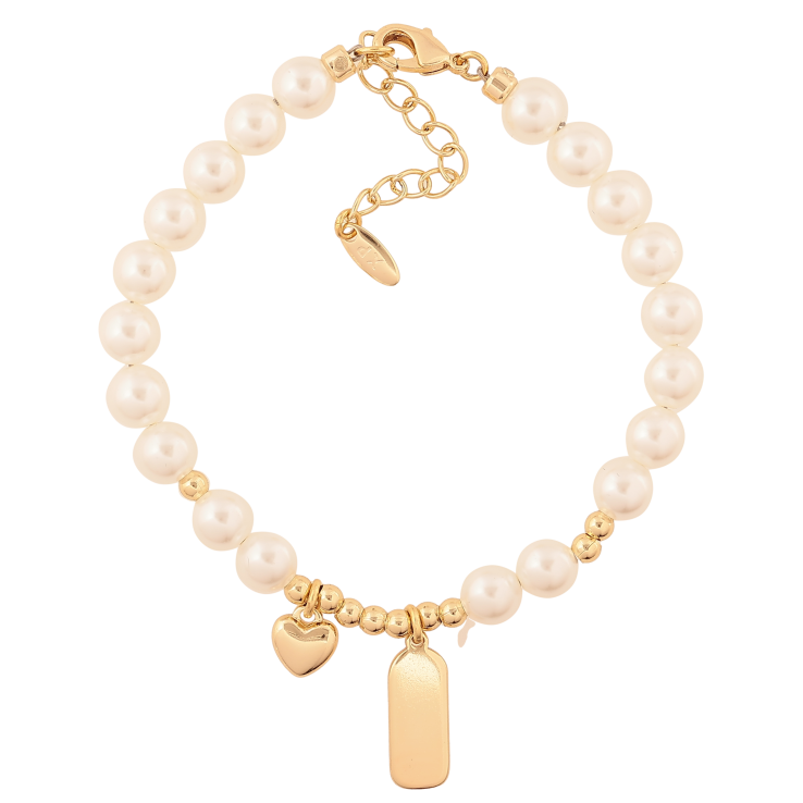 Браслет Xuping цвет Позолота 14K "Жемчужные бусины с подвесками" размер с доп. цепочкой 17-20см х 3-6мм фото №3