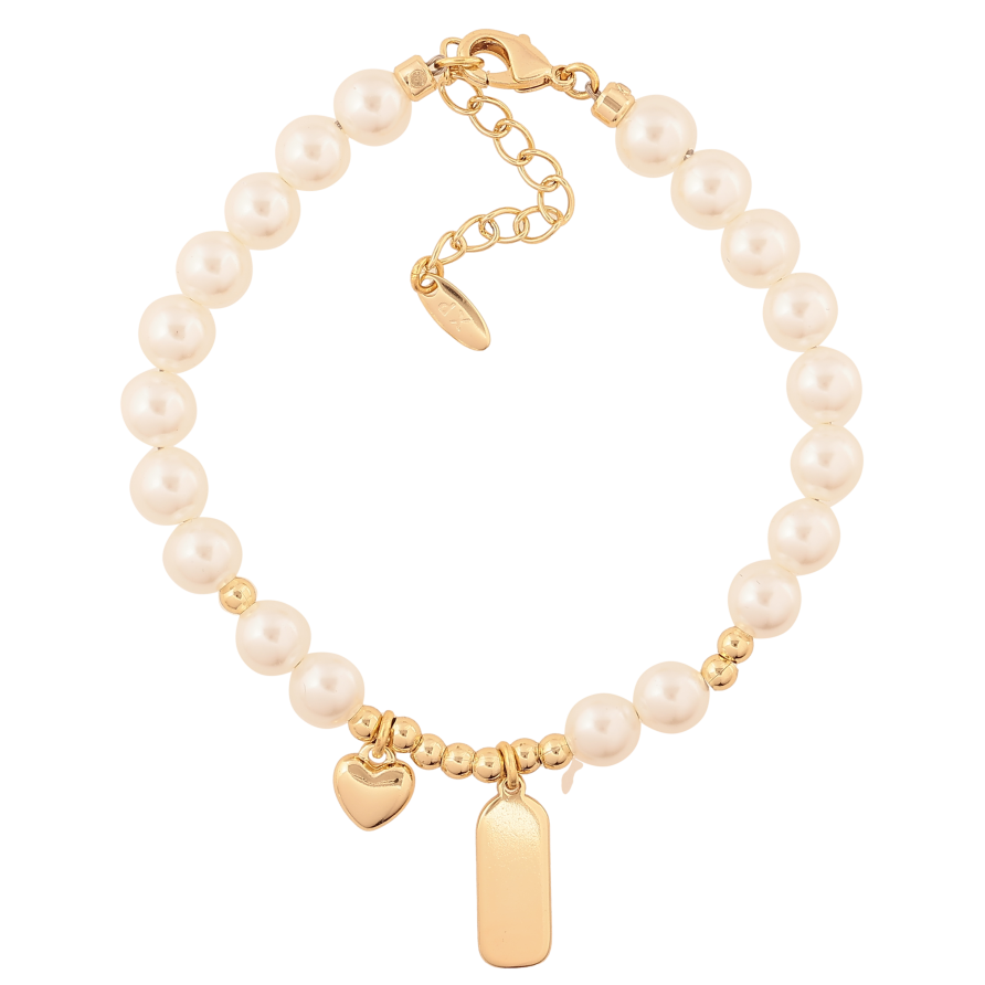 Браслет Xuping цвет Позолота 14K "Жемчужные бусины с подвесками" размер с доп. цепочкой 17-20см х 3-6мм фото №1