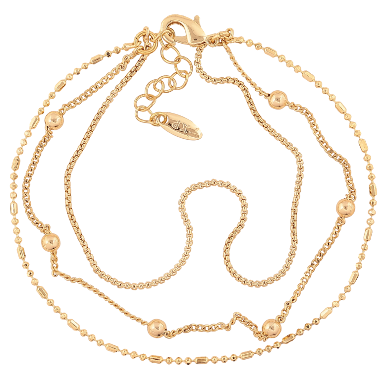 Браслет Xuping колір Позолота 14K "Три ланцюжки" розмір з дод. ланцюжком 17.5-20см х 4мм фото №3