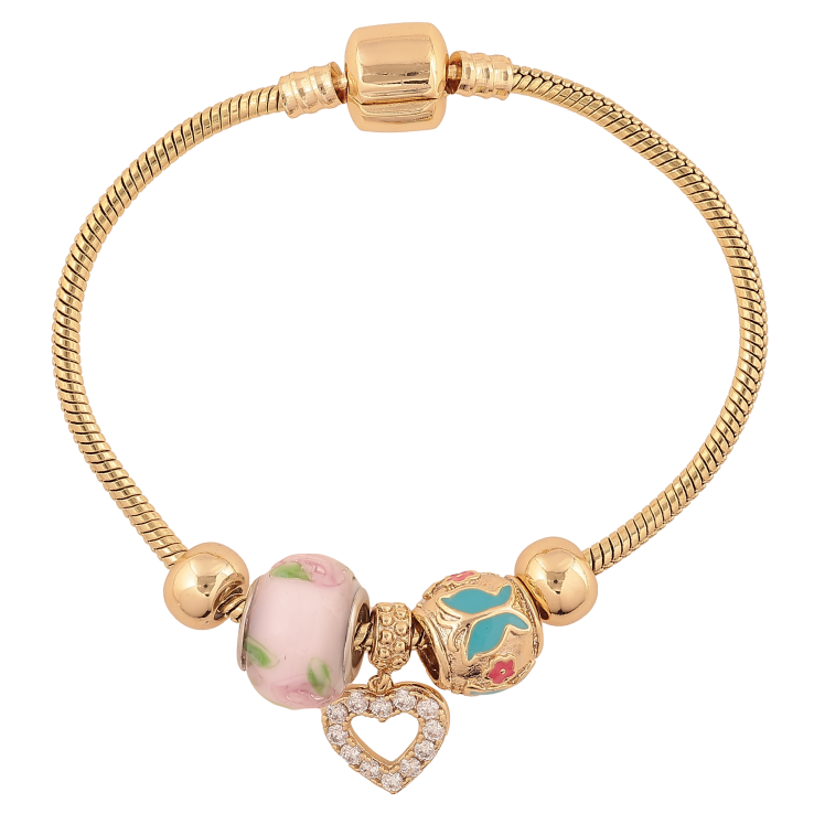 Браслет Xuping колір Позолота 14K "У стилі Pandora ювелірний шнур з бусинами" довжина 18см х 3мм фото №4