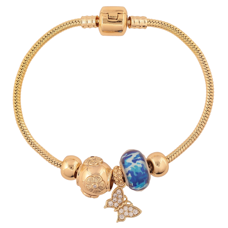 Браслет Xuping колір Позолота 14K "У стилі Pandora ювелірний шнур з бусинами" довжина 18см х 3мм фото №2