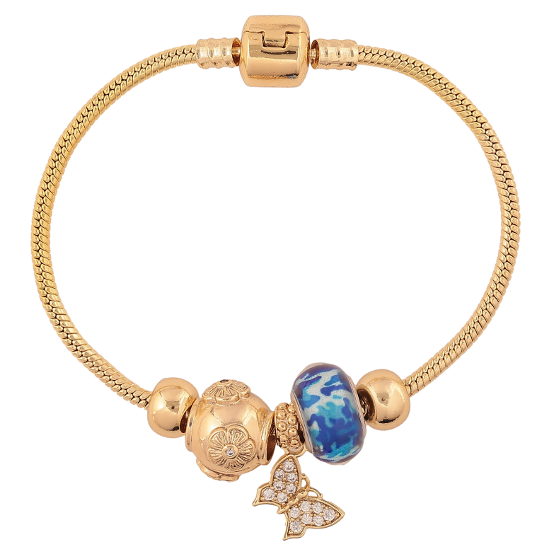 Браслет Xuping колір Позолота 14K "У стилі Pandora ювелірний шнур з бусинами" довжина 18см х 3мм фото №1 Браслет Xuping колір Позолота 14K "У стилі Pandora ювелірний шнур з бусинами" довжина 18см х 3мм фото №1