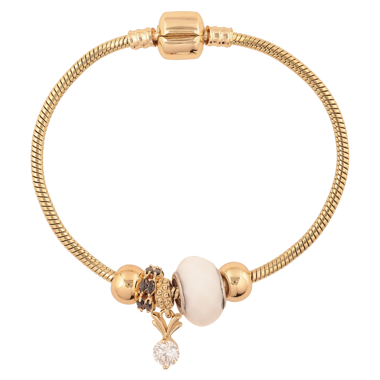 Браслет Xuping колір Позолота 14K "У стилі Pandora ювелірний шнур з бусинами" довжина 18см х 3мм фото №6