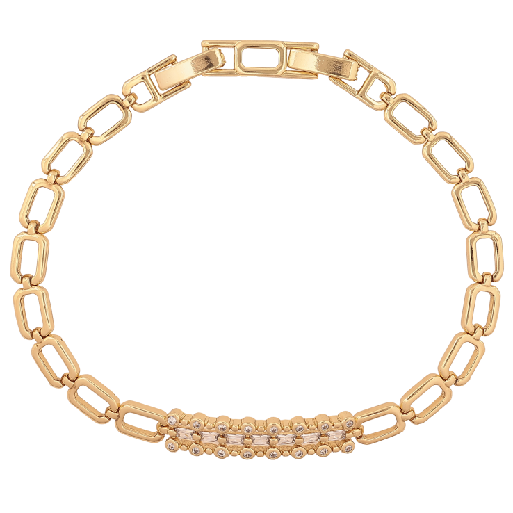 Браслет Xuping колір Позолота 14K "Візерунок з кристалами" розмір з дод. замком 17.5,19.5см х 5-6мм фото №7