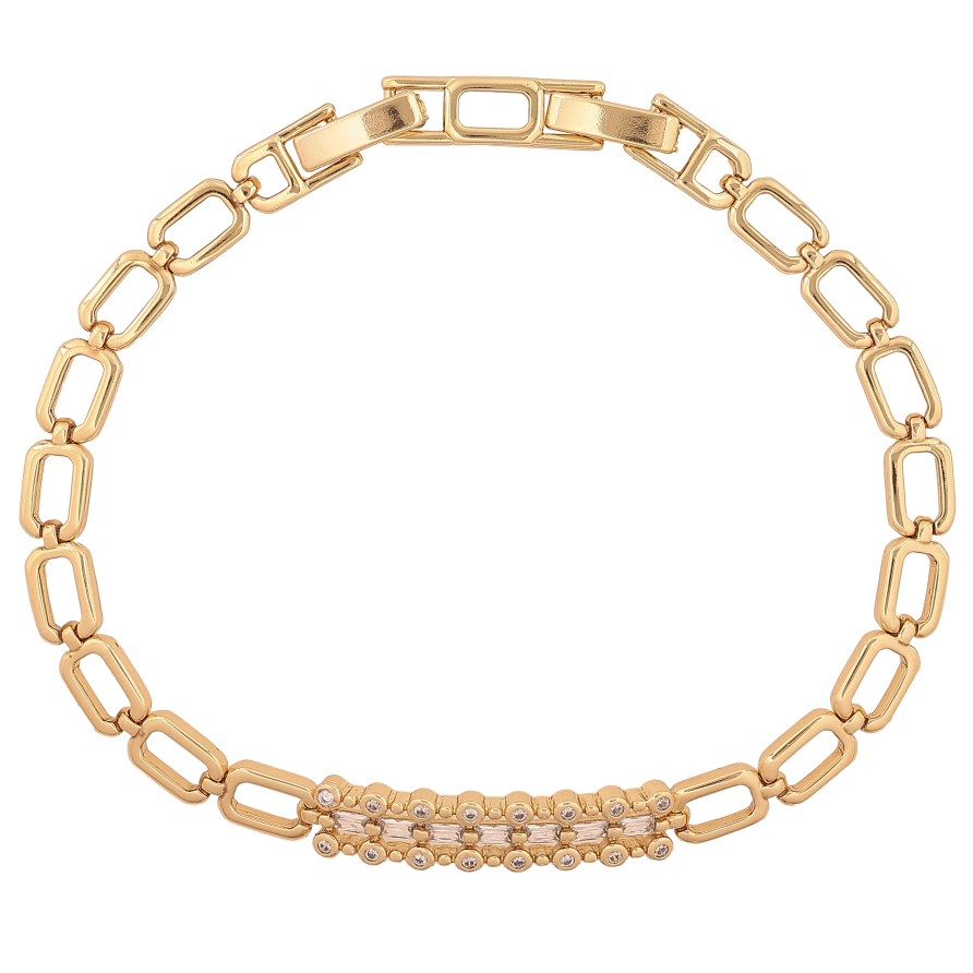 Браслет Xuping колір Позолота 14K "Візерунок з кристалами" розмір з дод. замком 17.5,19.5см х 5-6мм фото №1