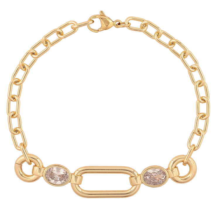 Браслет Xuping колір Позолота 14K "Ланцюжок з декоративною вставкою" розмір 19.5см х 5-11мм фото №4