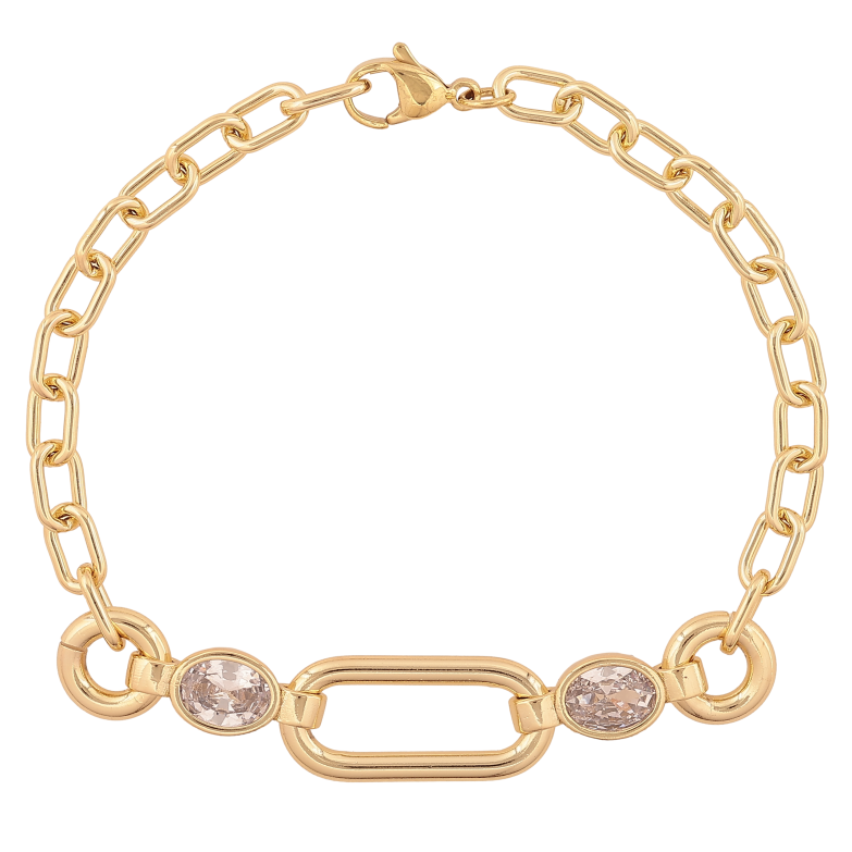 Браслет Xuping колір Позолота 14K "Ланцюжок з декоративною вставкою" розмір 19.5см х 5-11мм фото №1