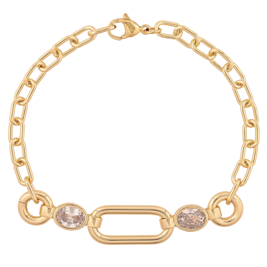 Браслет Xuping колір Позолота 14K "Ланцюжок з декоративною вставкою" розмір 19.5см х 5-11мм фото №1