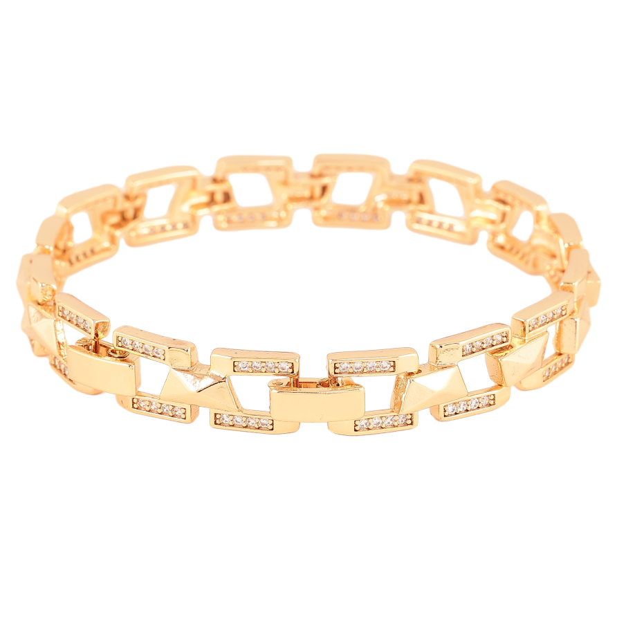 Браслет Xuping колір Позолота 18К "Візерунок з кристалами" розмір 19.5см х 9мм фото №1